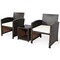 3 Pieces PE Rattan Wicker Furniture Set with Cushion Sofa Coffee Table for Garden